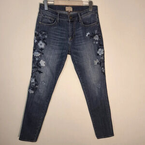 Driftwood Marilyn mid-rise floral embroidered jeans SZ 28